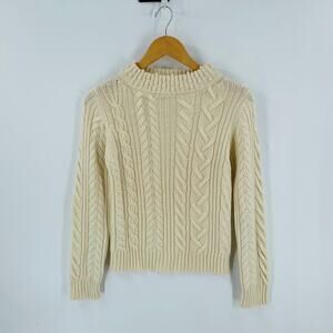Weekend Max Mara Cream Cable Knit Crewneck Sweater Size Medium